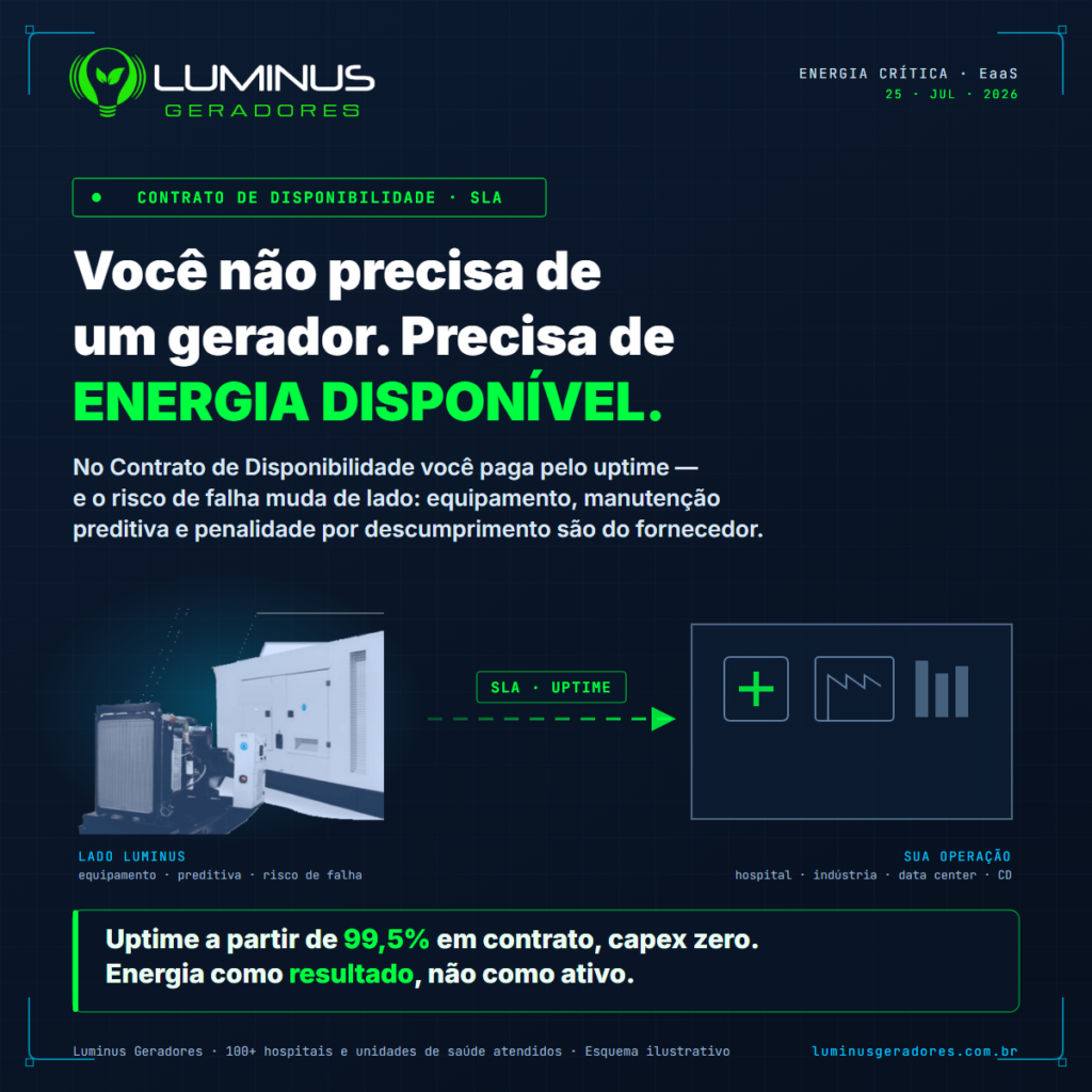 Contrato de Disponibilidade: como garantir energia sem comprar gerador