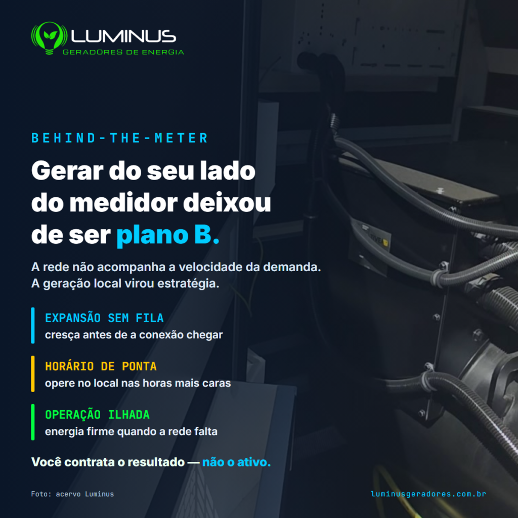 Behind-the-meter: quando gerar energia no local vira estratégia, não backup